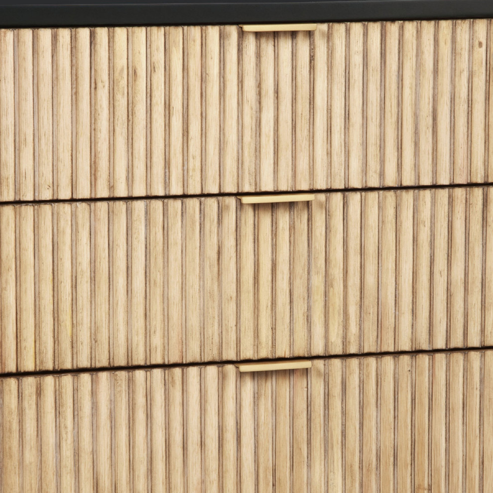 Benzara BM269165 Accent Chest With 3 Corrugated Drawers and Metal Base  Black   Contemporary   Accent Chests And Cabinets   by Uber Bazaar  Houzz