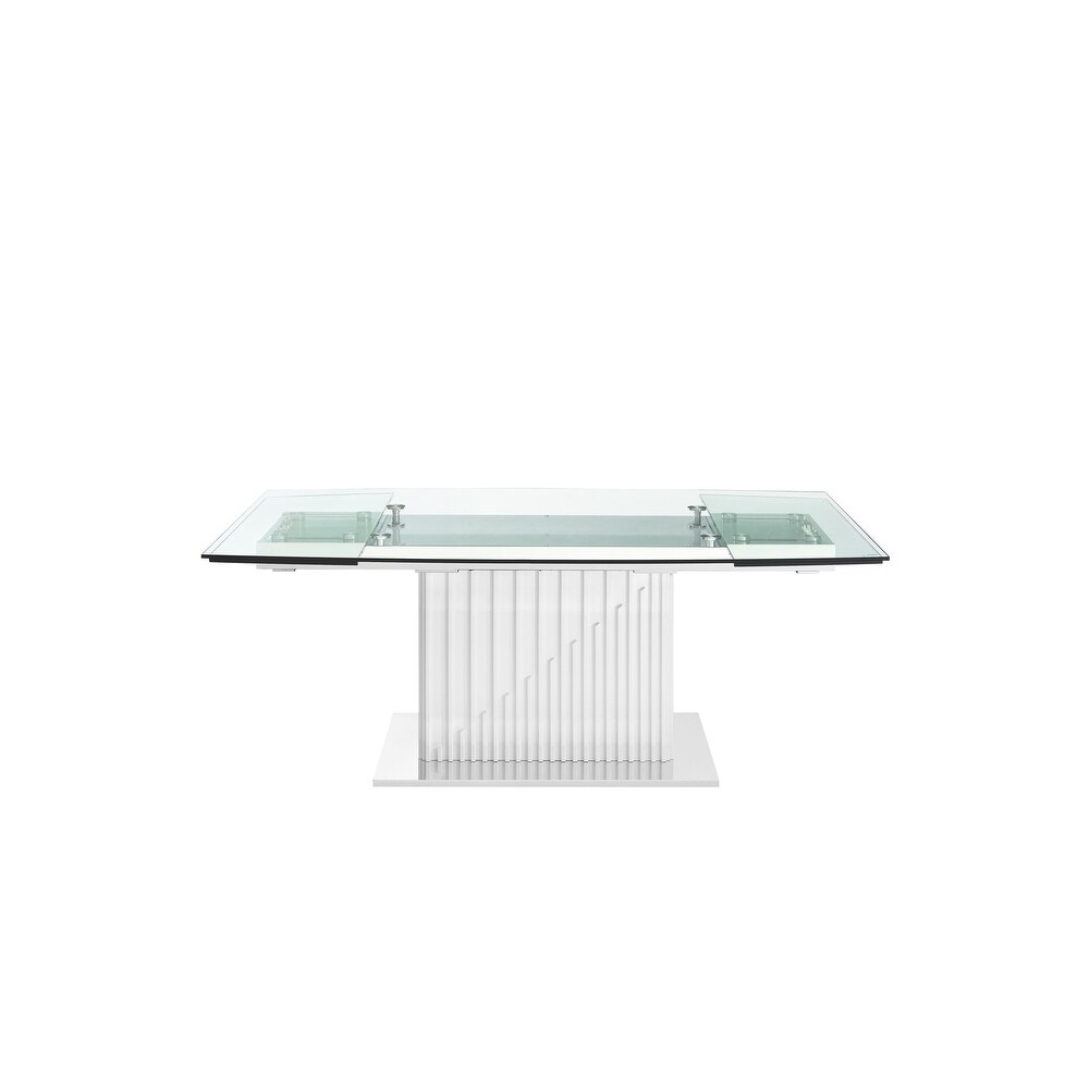 MOON dining table with high gloss white lacquer base.