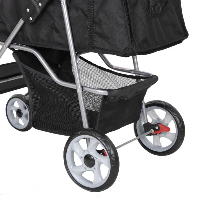 ZENY 4 Wheel Foldable Dog Pet Stroller - Black