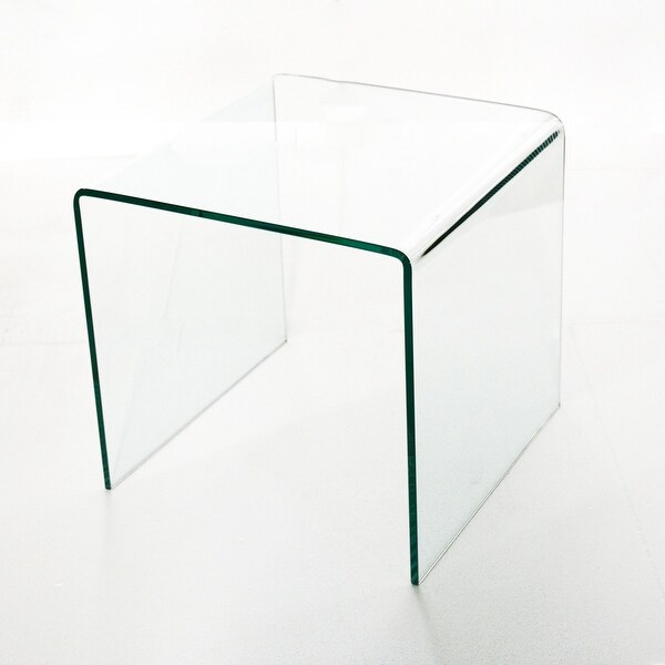 Small Clear Glass Side and End Table， Tempered Glass End Table Small Coffee Table