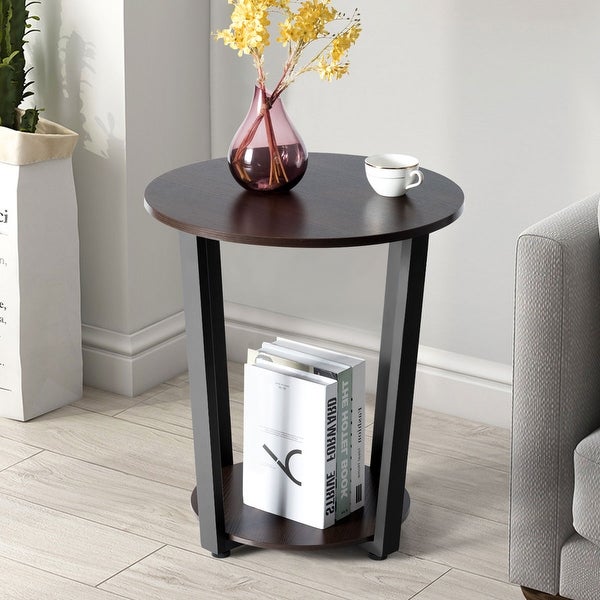 Costway Industrial End Table Sofa Side Table Nightstand Storage Shelf