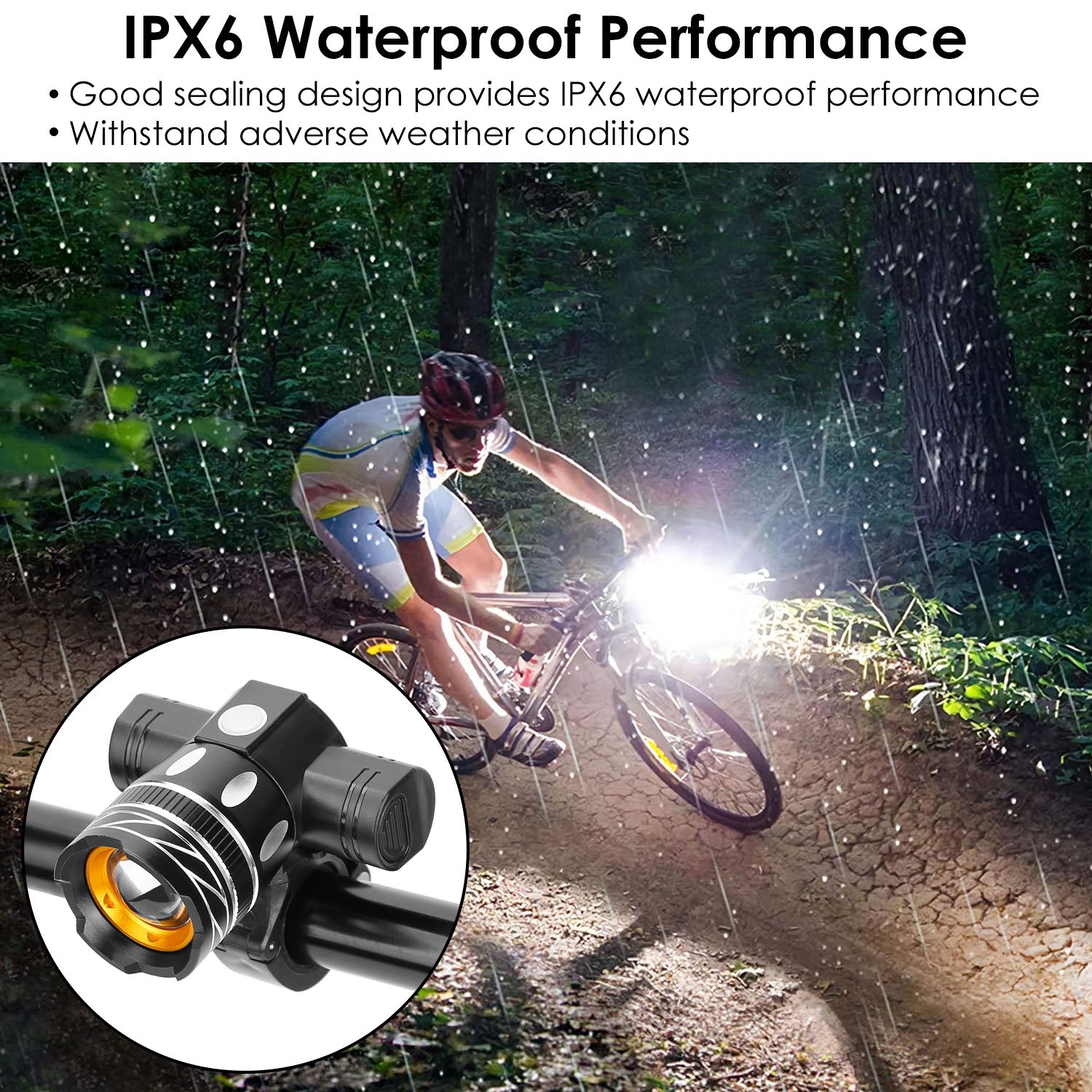 Bike Headlight， iMounTEK USB Rechargeable LED Front Light IPX6 Waterproof Bicycle Headlight， Black