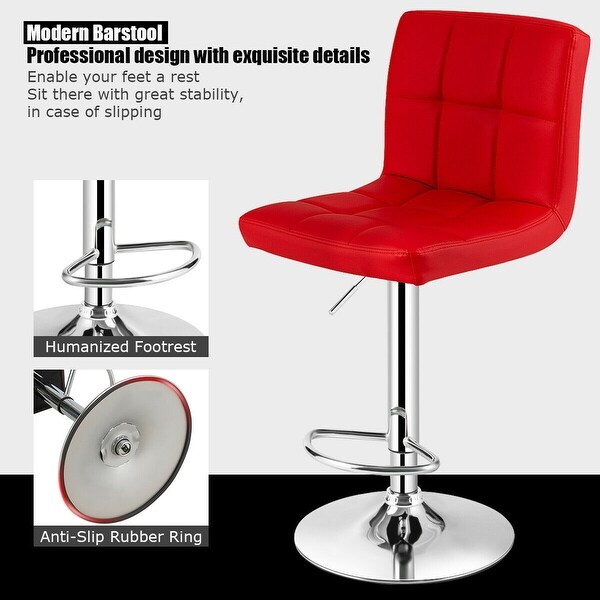 Gymax Set of 4 PU Leather Bar Stool Swivel Bar Chair w/ Adjustable - 17'' x 16'' x 38'' - 46'' (L x W x H)