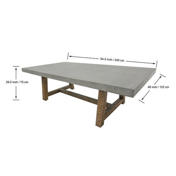 Elementi Home Seine Concrete 95‘’ Dining Table Rectangle，Modern Minimalist，Patio，Living room，Indoor and Outdoor