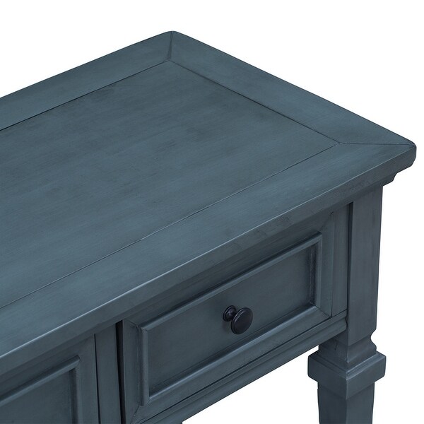 Classic Retro Style Console Table with 3 Drawers and Bottom Shelf