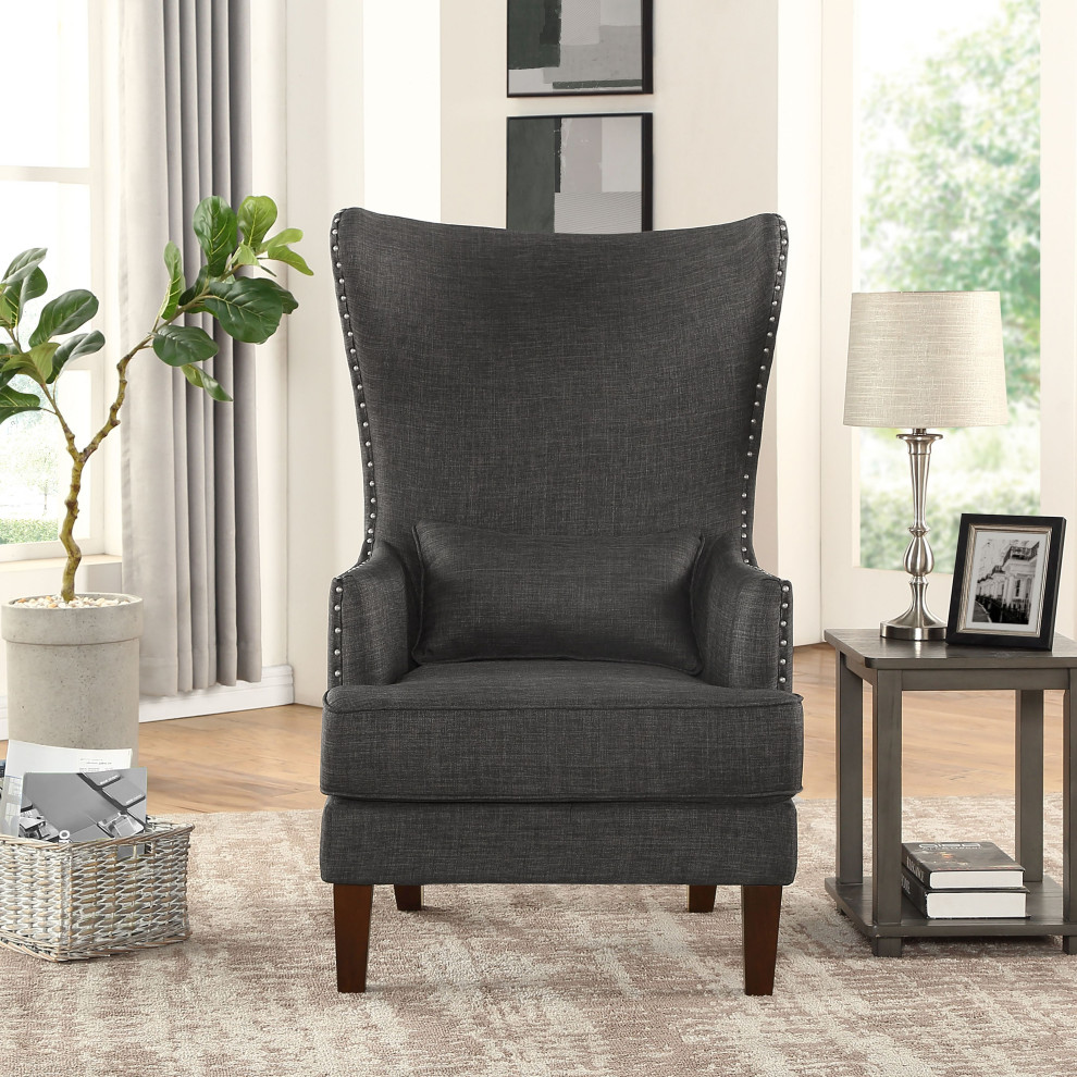 Kori Wingback Accent Chair with Nailhead Trim   Transitional   Armchairs And Accent Chairs   by Green Valley Homegoods  Houzz