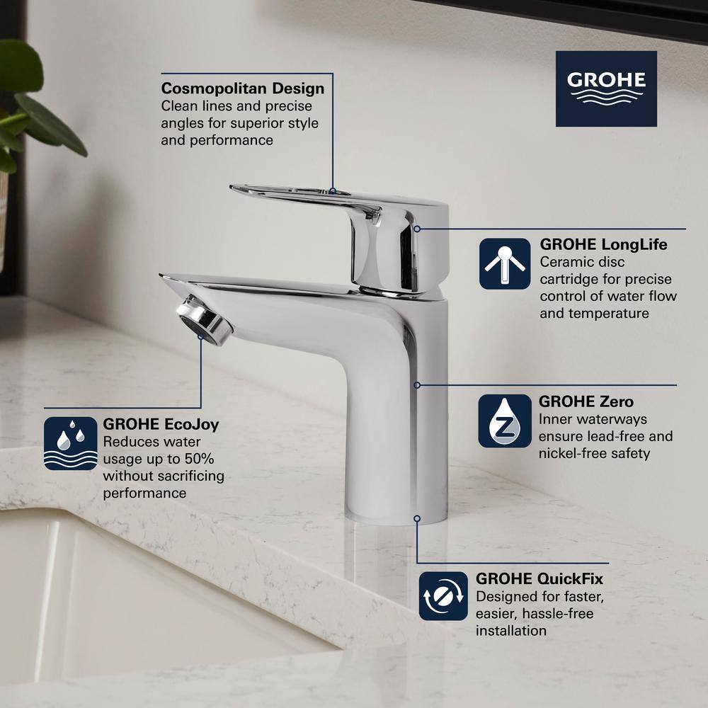 GROHE BauLoop Single-Handle Single Hole Bathroom Faucet in StarLight Chrome 23084001