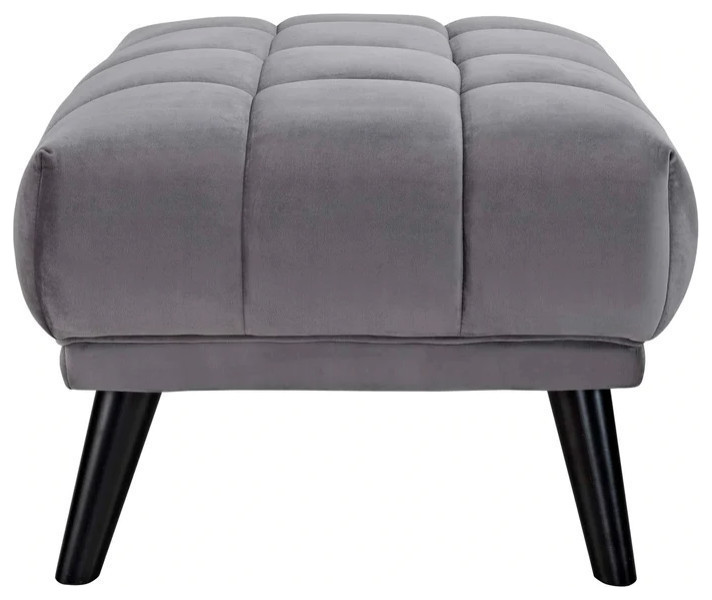 Stella Gray Performance Velvet Ottoman   Modern   Footstools And Ottomans   by Rustic Home Furniture Deco  Houzz