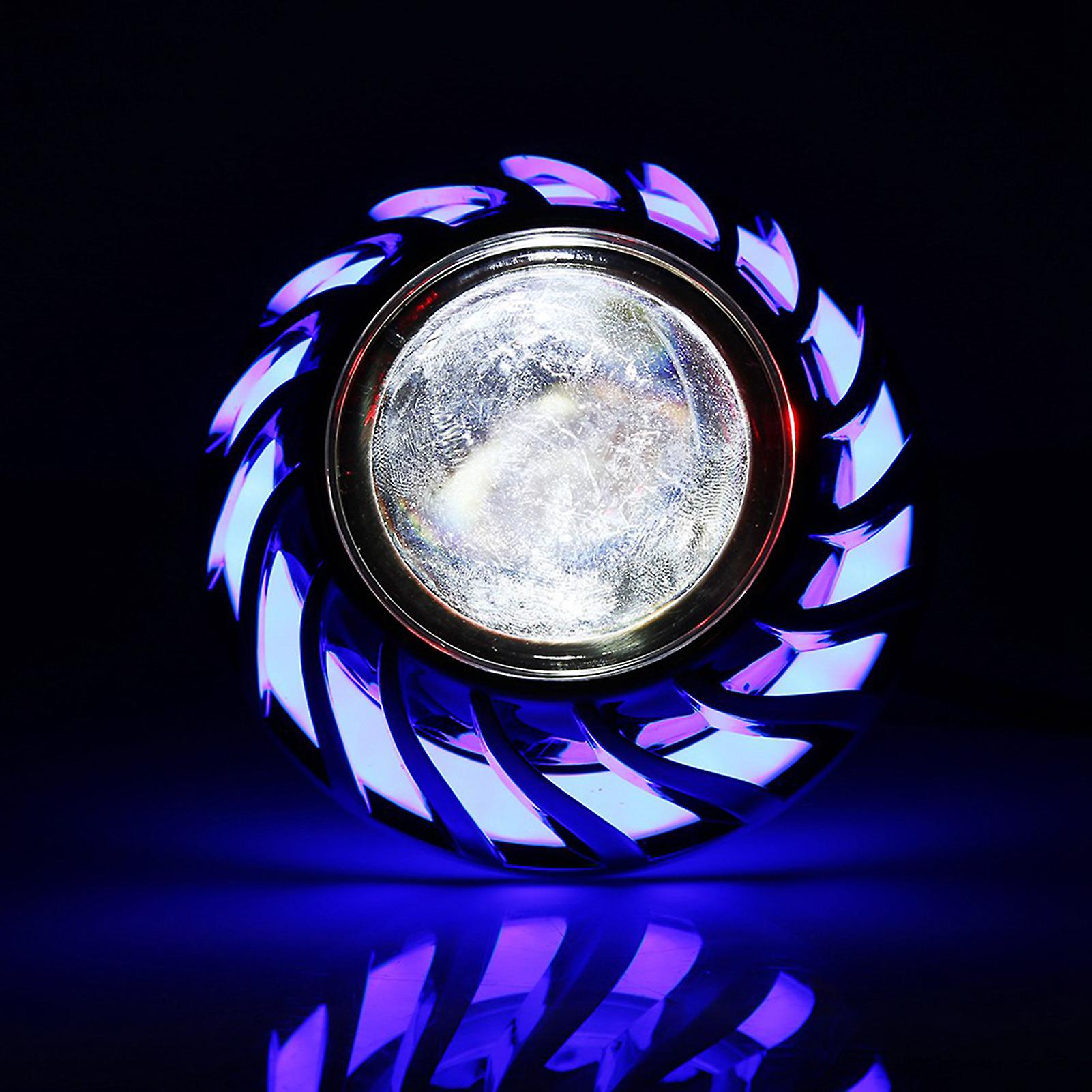 Motorcycle Headlight Led Projector Lens Single Halo Angel Devil Eye Spot Light Blue