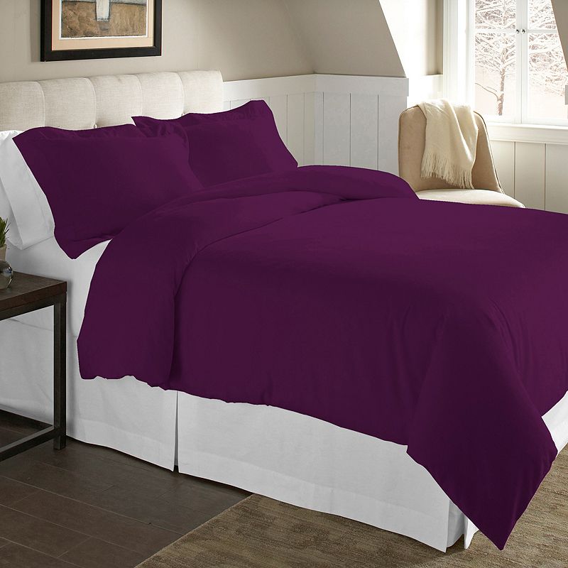 Pointehaven Solid Flannel Duvet Cover Set