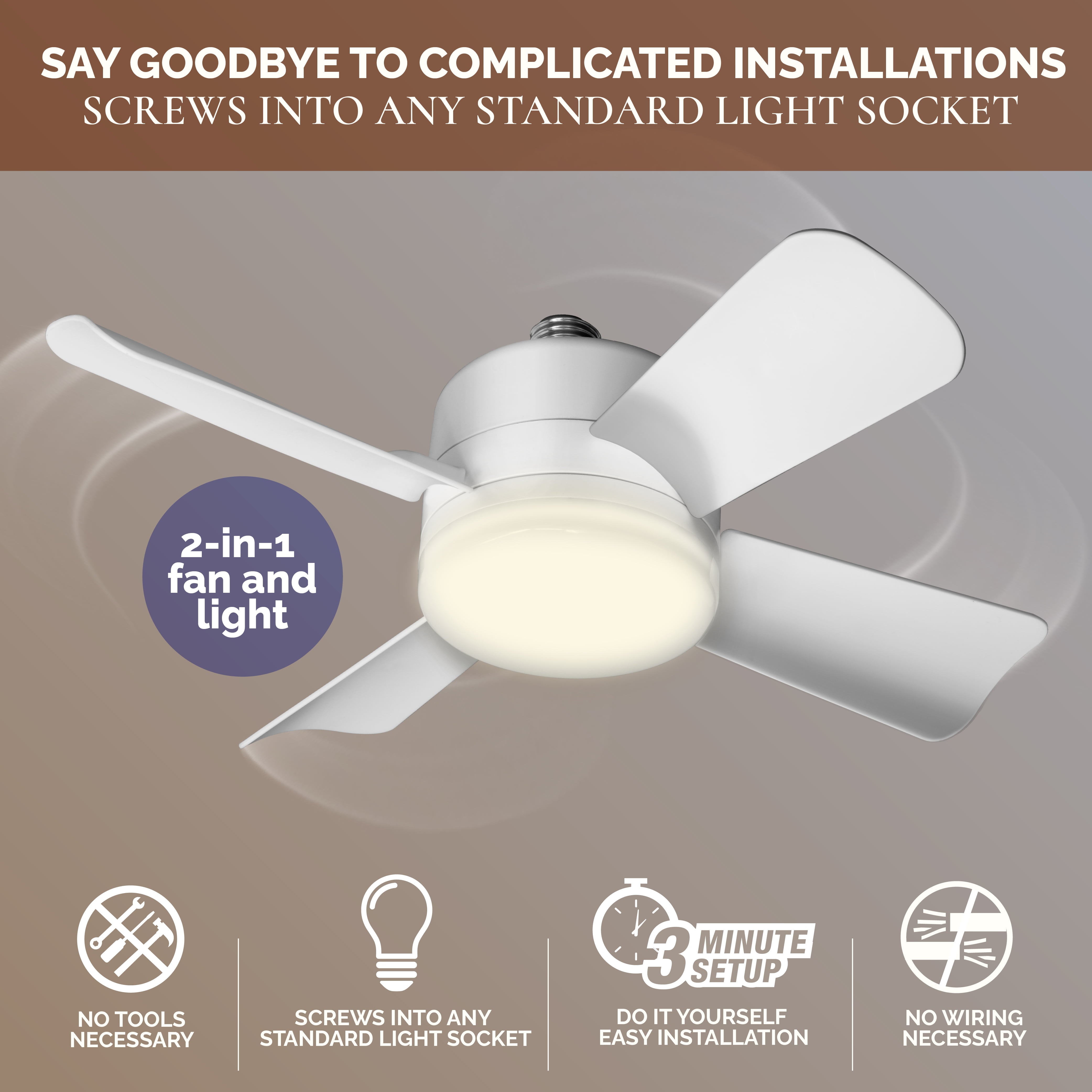 Socket Fan Ceiling Fan with Light Adjustable Ceiling Light 1000 Lumens As Seen On TV