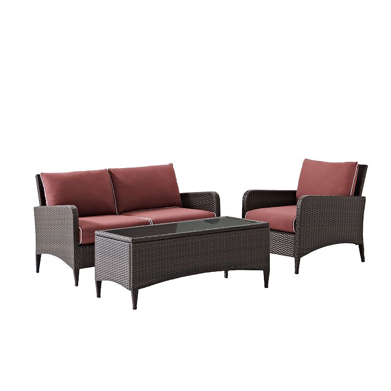 Crosley Kiawah 3-Piece Outdoor Wicker Conversation Set