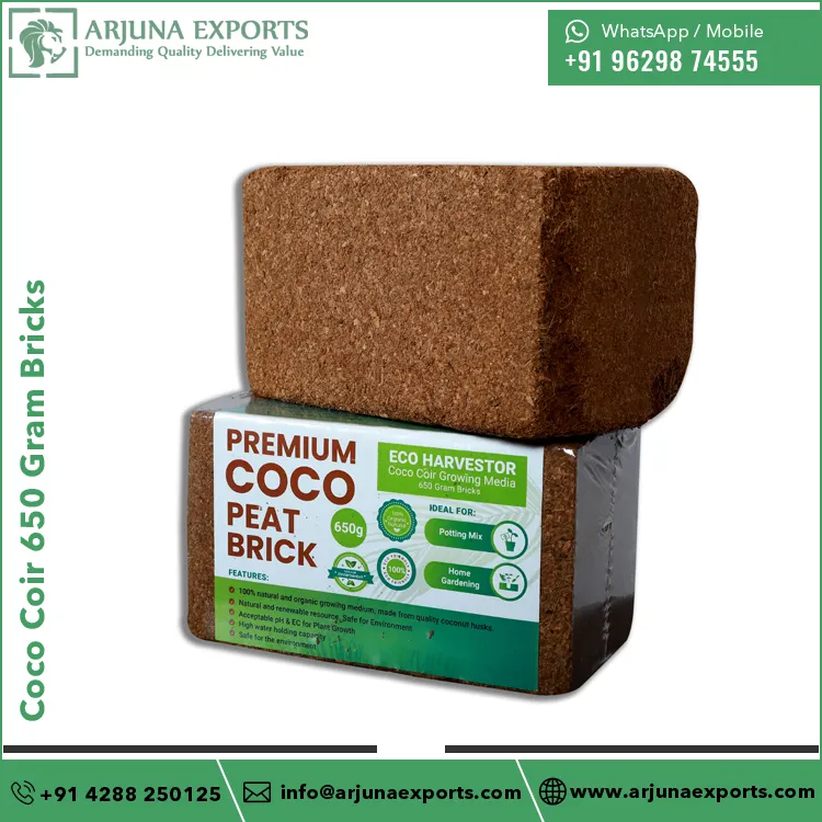 Best Quality Good Selling Natural Coir Pith Coco Coir 650 Gram Bricks for Potting Mix Home Gardening at Wholesale Price