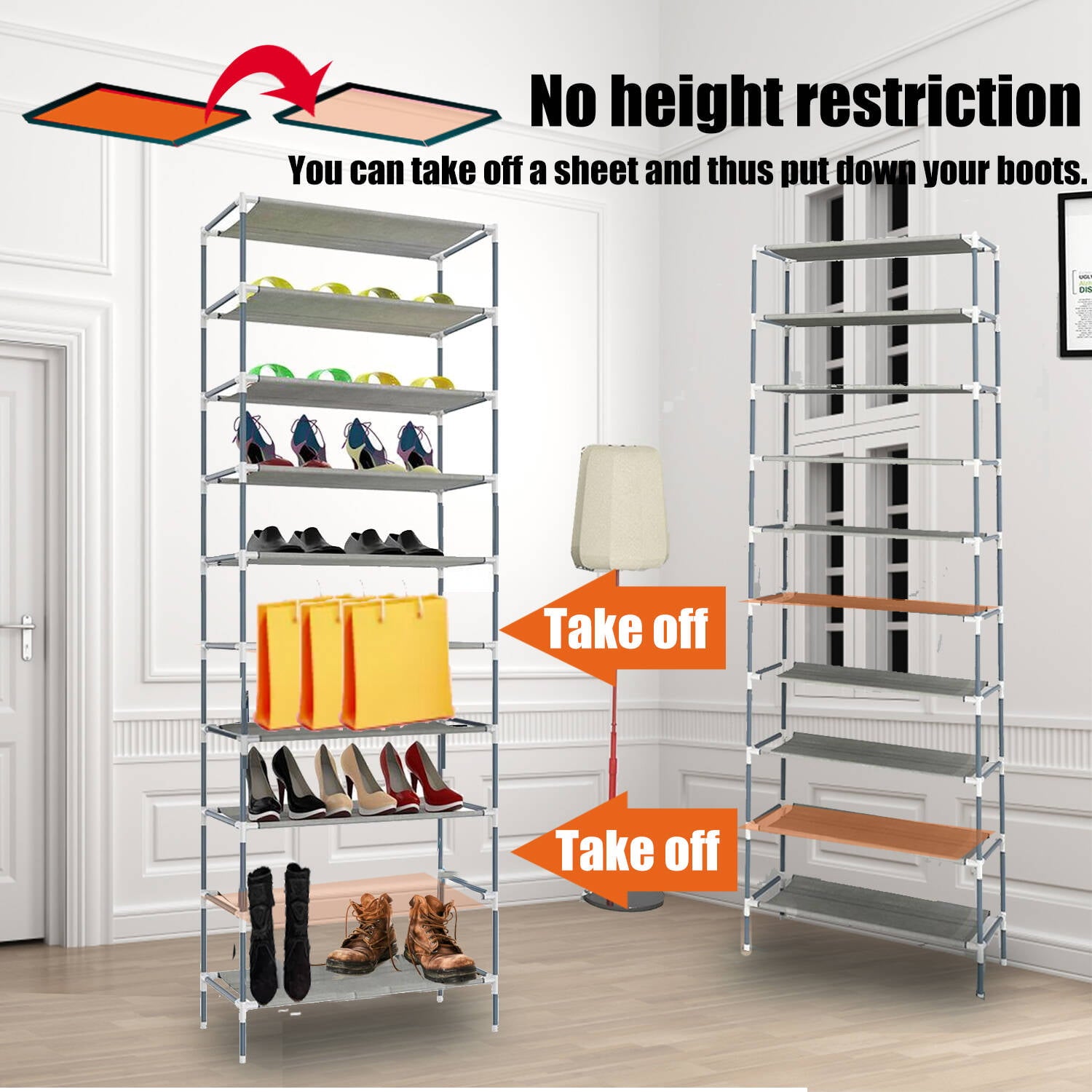 10-Tier Shoe Rack Shelf Closet Shoe Storage Racks Cabinet Organizer for Entryway Living Room Bedroom