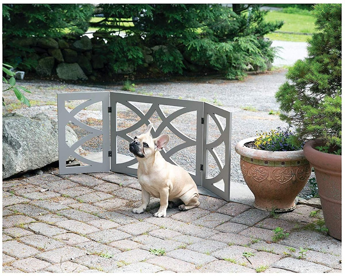 Etna Wooden Curves Pet Gate， Gray