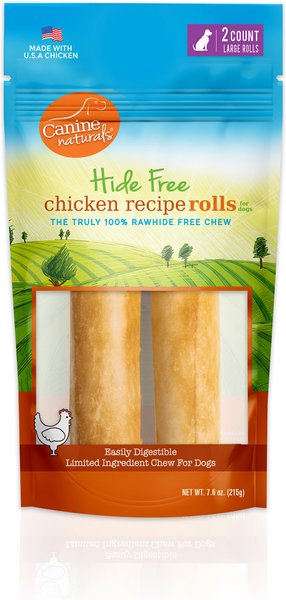 Canine Naturals Hide Free Chicken Recipe Large Dog Treats， 2 count