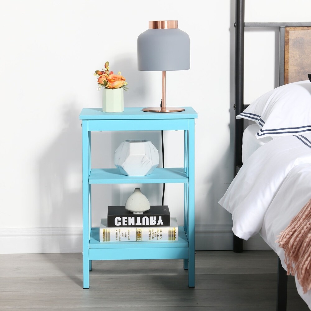 VECELO Modern Nightstand with 3 tier Storage Shelves