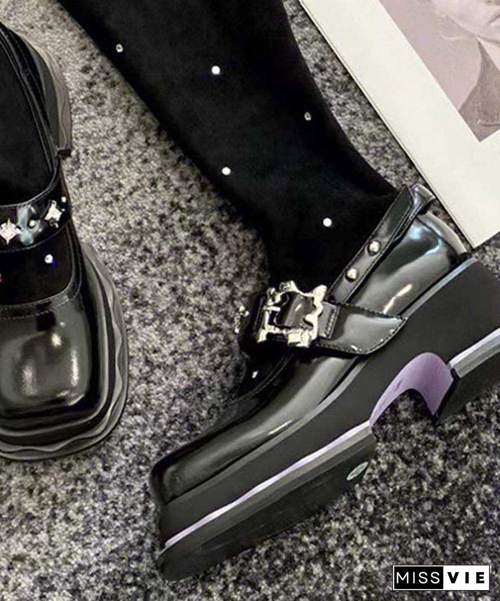 Fashion Black Platform Knit Fabric Splicing Diamond Knee Boots