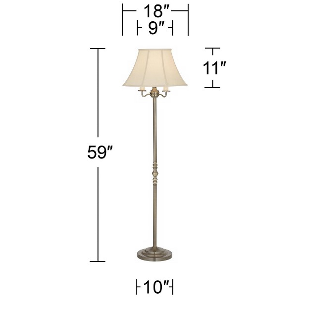 Tall Antique Brass Metal Soft Tan Bell Shade For Living Room Bedroom Office House Home