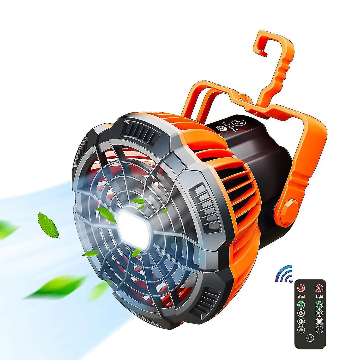 Camping Fan With Led Lantern， 25 Hours Portable Battery Operated Fan