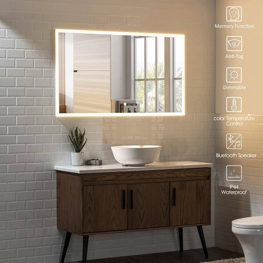 KINWELL 48 in. W x 28 in. H Framed Rectangular LED Light Bathroom Vanity Mirror UCM3041-12070