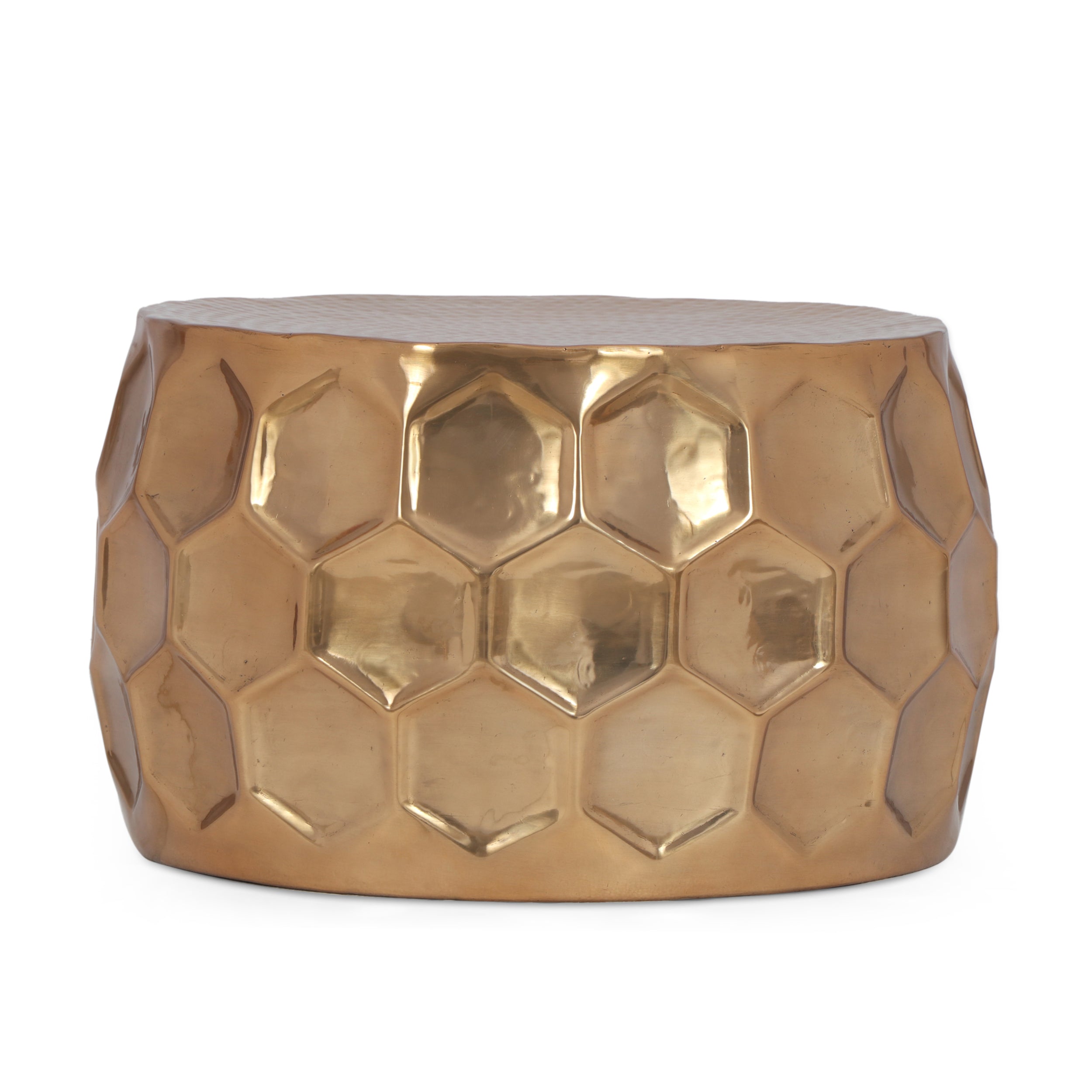 Pitzen Modern Glam Handcrafted Aluminum Honeycomb Coffee Table, Brass