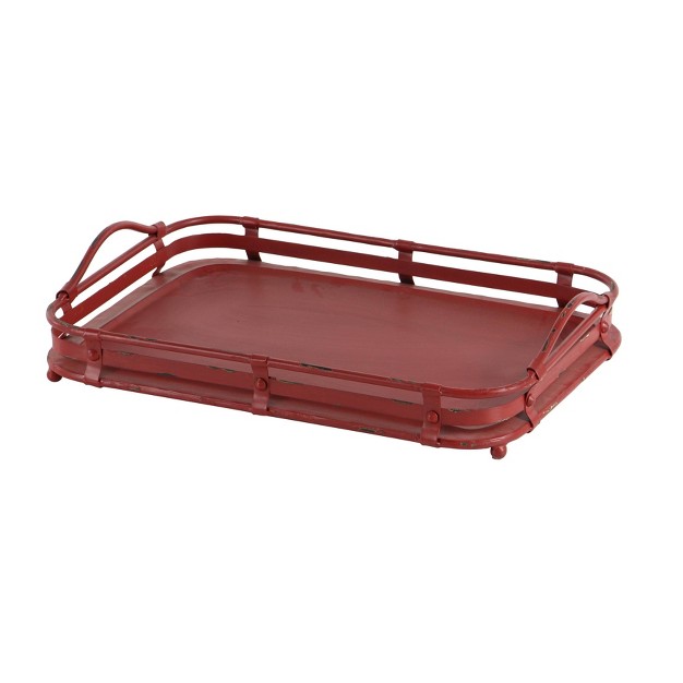 Farmhouse Iron Wagon Top Tray Set Red 2pk Olivia amp May