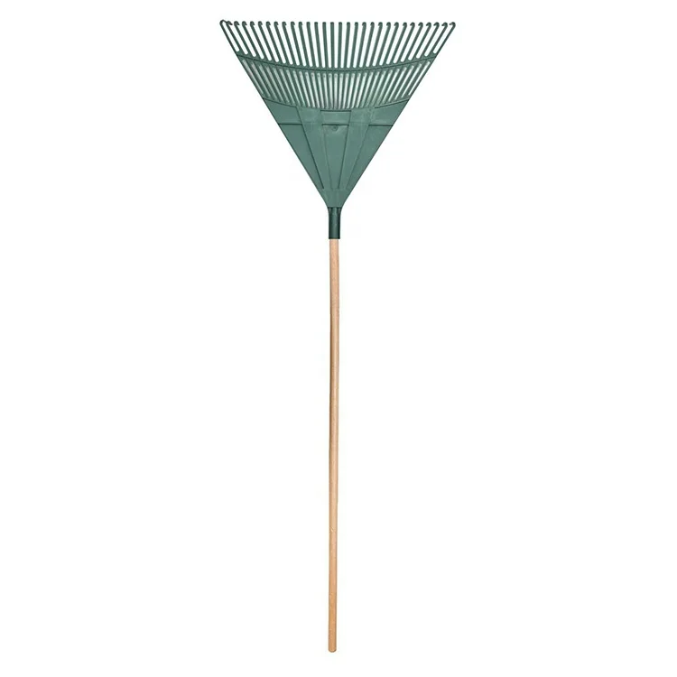 Garden 30T Plastic Lawn Tools Durable Yard Work Leaf Rake Head for Leaves Grass Cutting with Wooden Handles