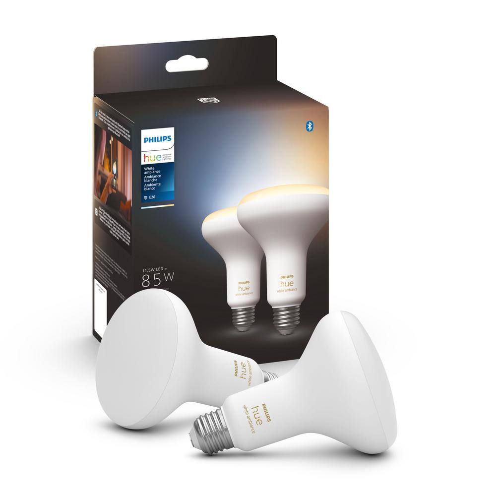 Philips Hue 85-Watt Equivalent BR30 Smart LED Tunable White Light Bulb with Bluetooth (2-Pack) 578138