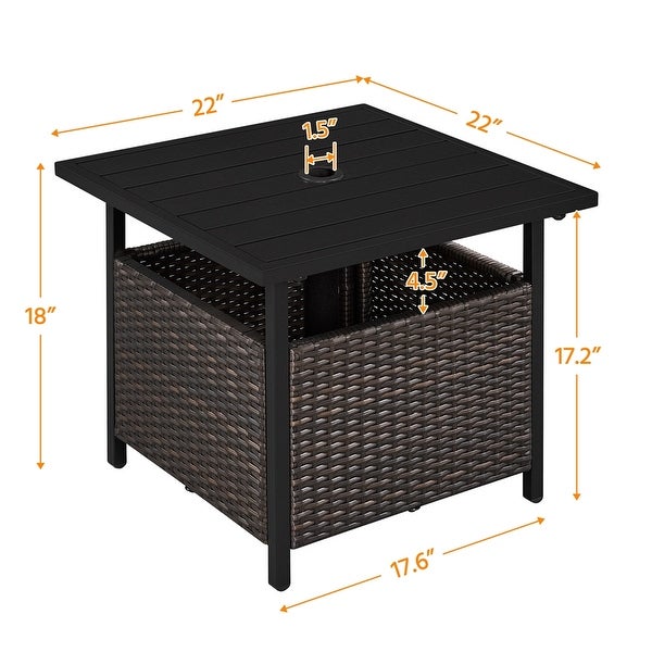 Yaheetech Outdoor Garden Patio Rattan Side Table With Umbrella Tube - Overstock - 36138639