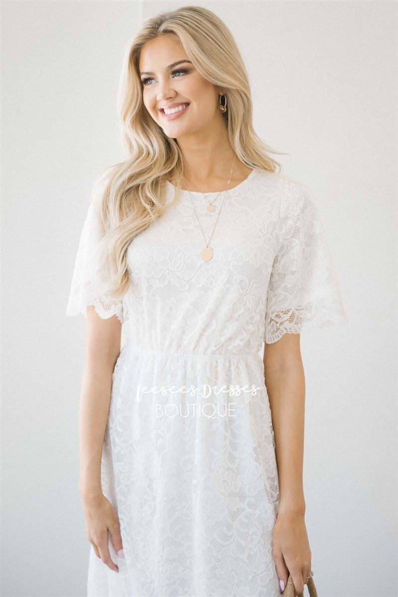 Ivory Scallop Lace Dress