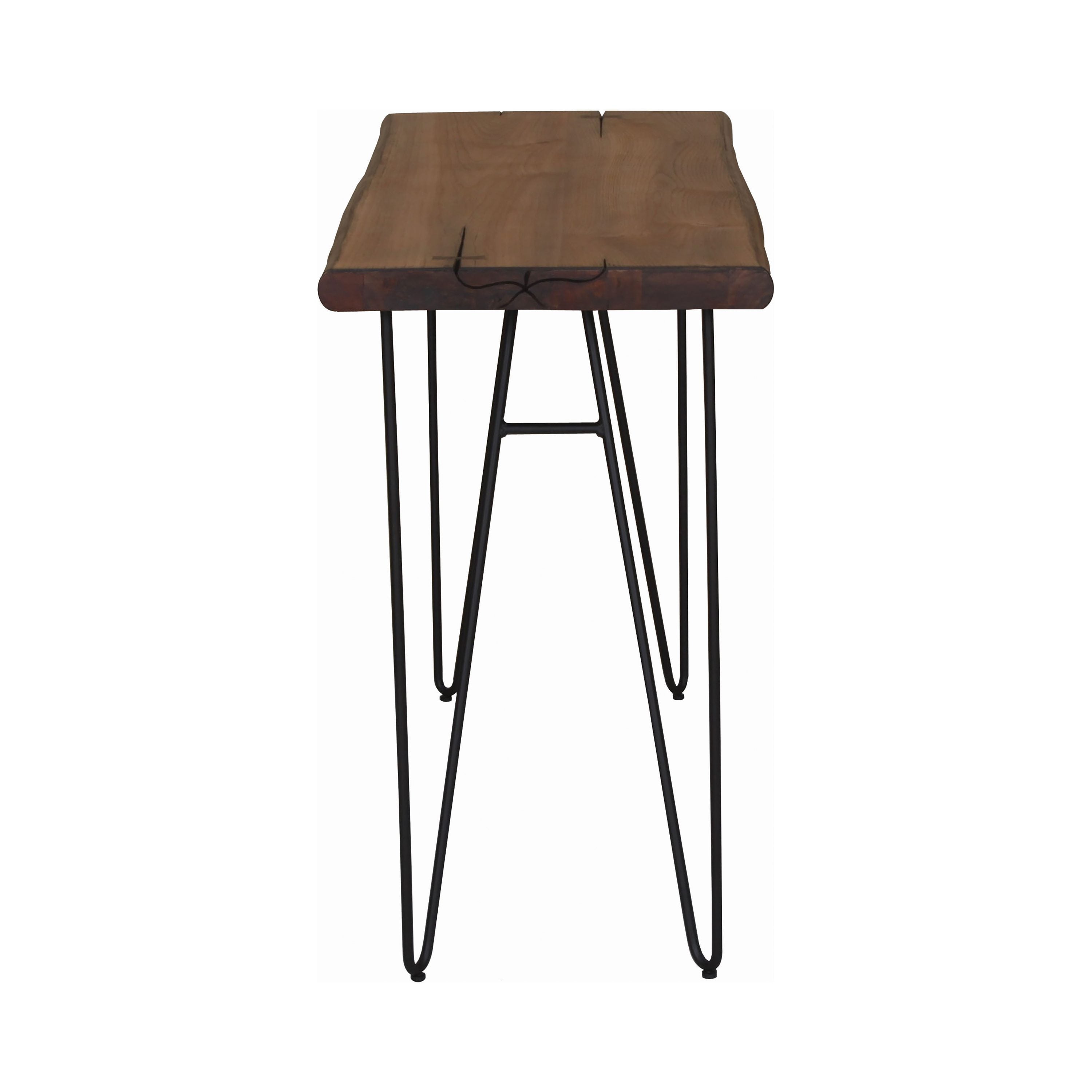 Sofa Table with Hairpin Legs Natural Honey and Gunmetal