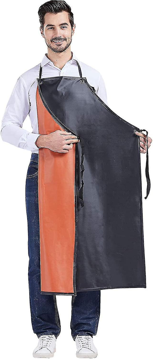 Rubber Apron Oil Resistant Protective Work Apron Pvc Waterproof Apron (black)