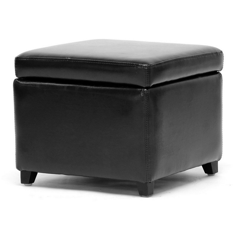 Baxton Studio Black Faux-Leather Storage Ottoman