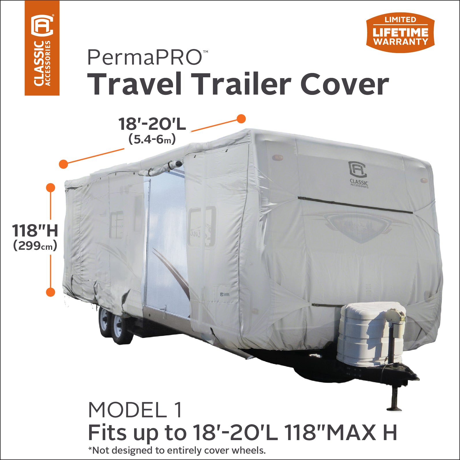 Classic Accessories Over Drive PermaPRO Travel Trailer Cover， Fits 18