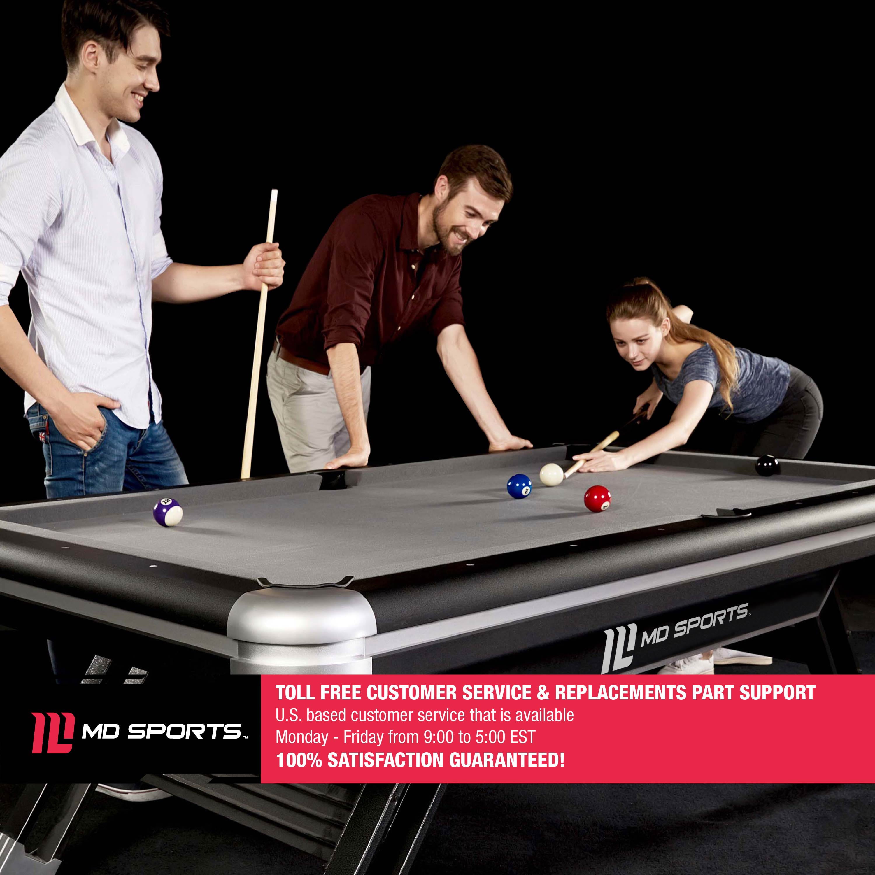 MD Sports 7.5' Titan Drop Pocket Table With Pool Ball and Cue Stick Set