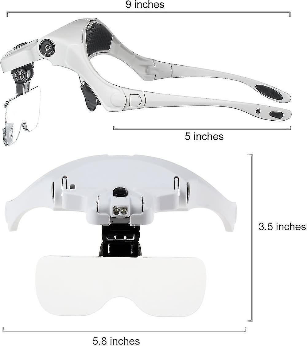 Magnifier With 2 Led Illuminated Front Magnifiers -5 Detachable Lenses