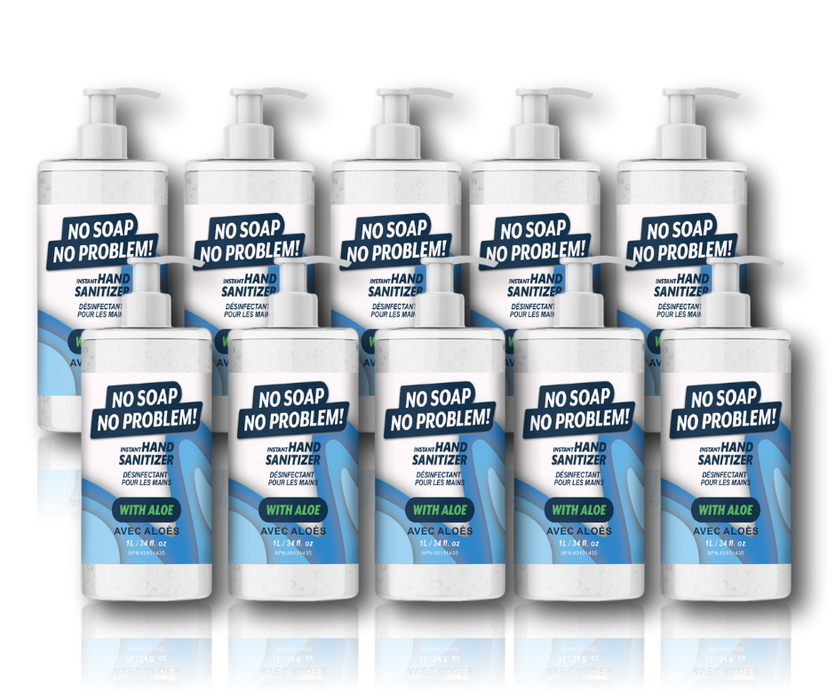 Pack of 12  No Soap No Problem Hand Sanitizer with Aloe 1 Liter Pump