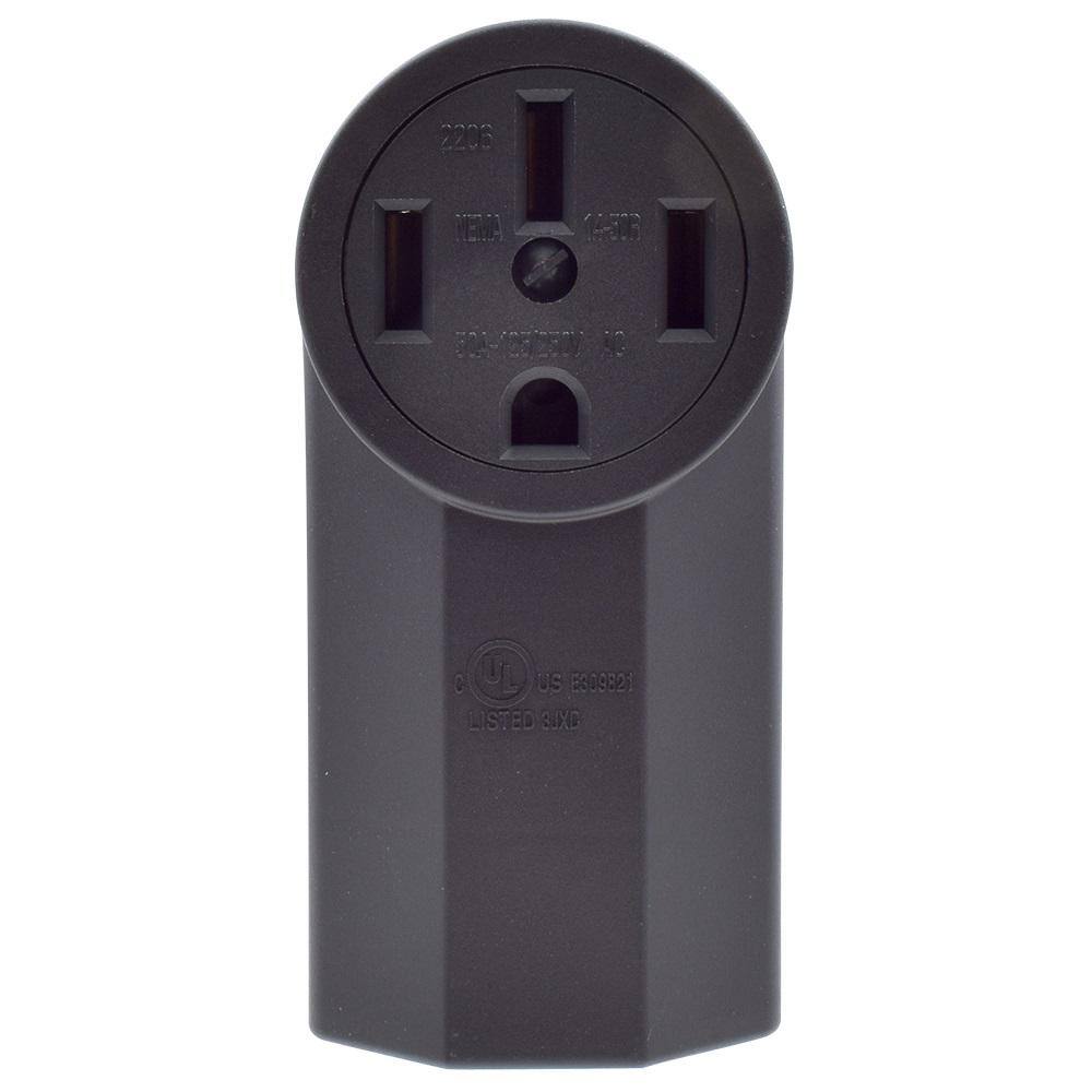 ELEGRP 50 Amp 125250V NEMA 14-50R Surface Mount Power Outlet Single Straight Blade Range  Dryer Outlet Grounding Black 2206