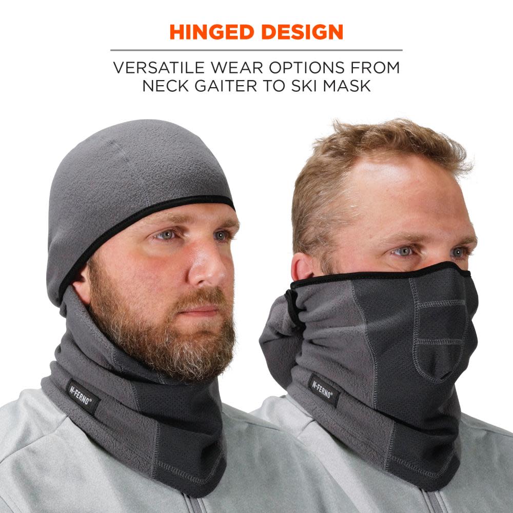 Ergodyne N Ferno 6823 Balaclava Face Mask Windproof Hinged Gray