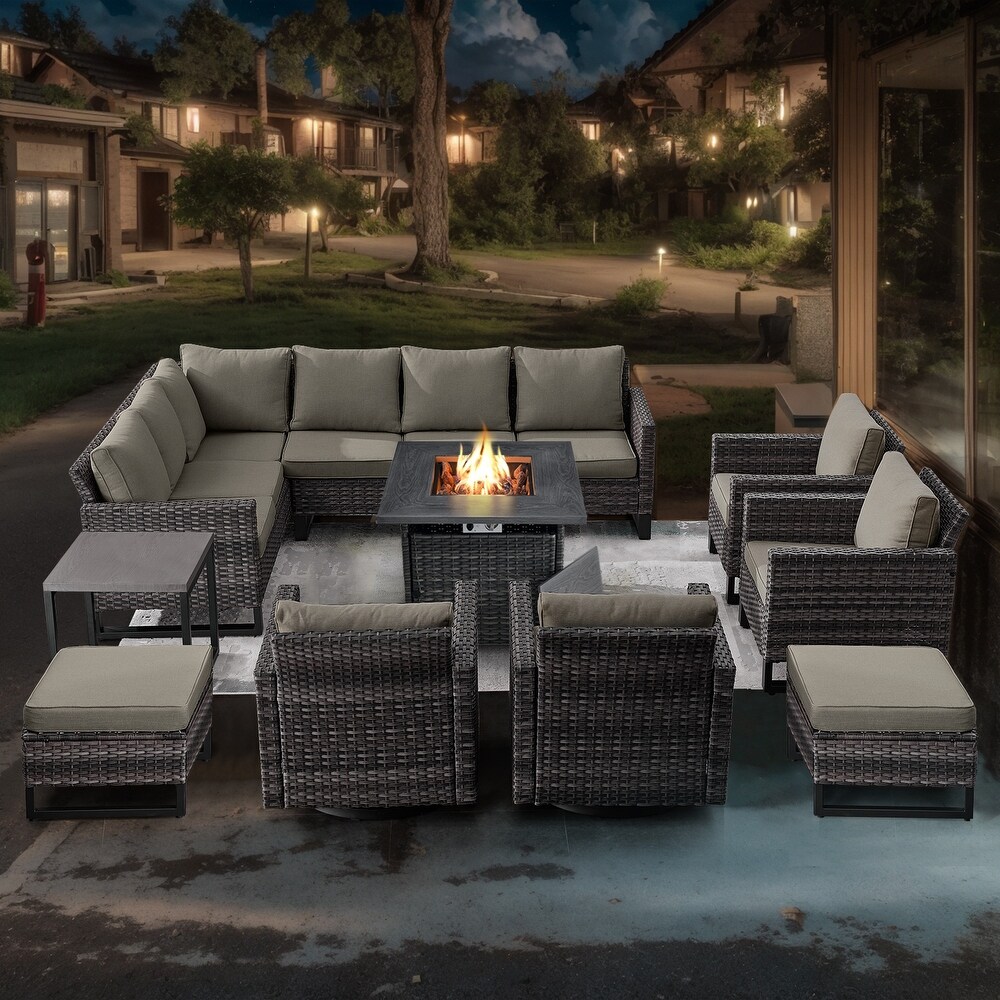 Pocassy Outdoor PE Wicker Sofa Conversation Set