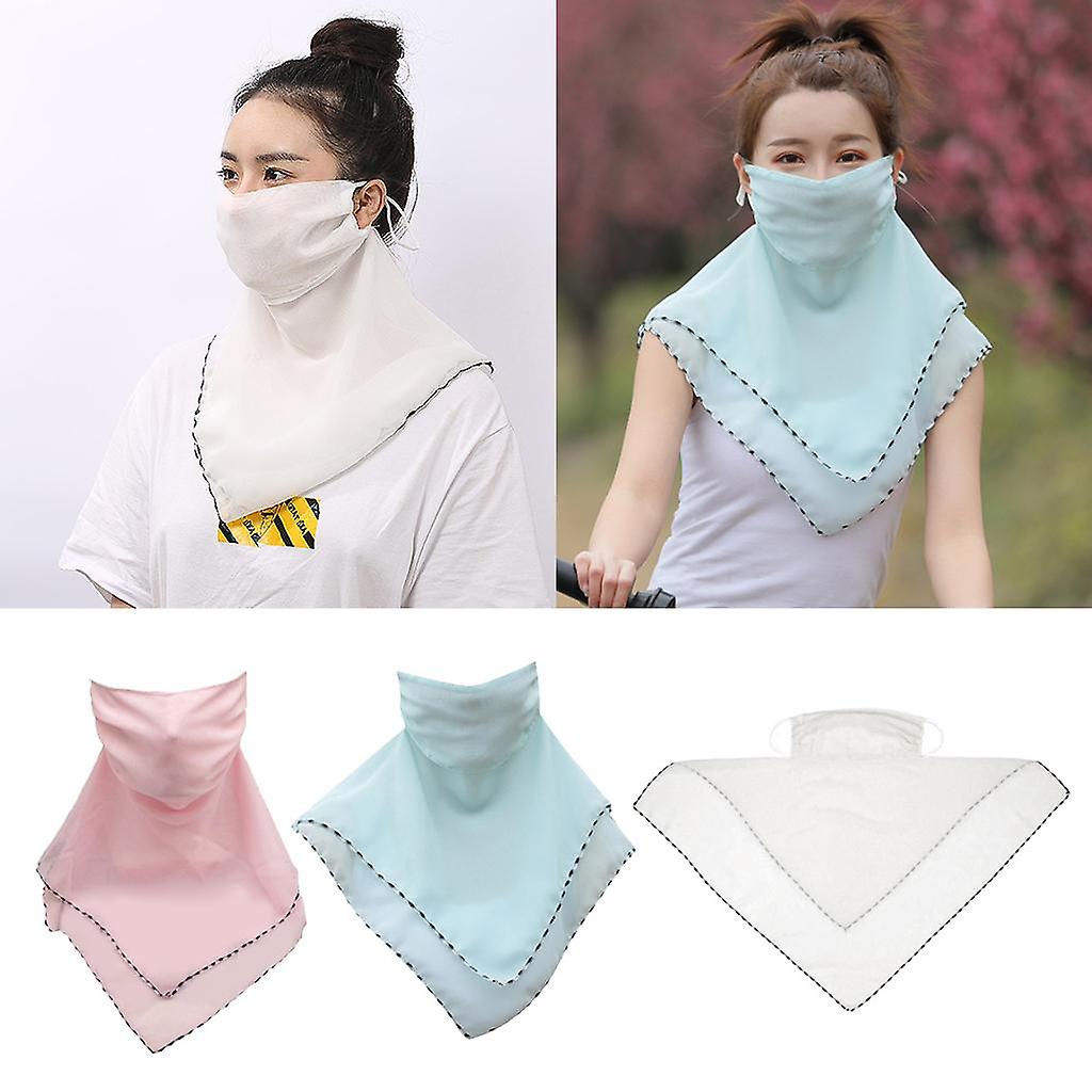 3x Ladies Solid Face Mask Scarves Earloop Neck Gaiter Uv Protection Lightweight