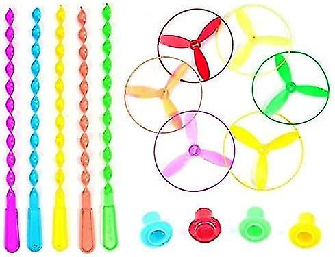 10Pcs Twisty Pull String Flying Saucers Helicopters， Spinning Flying Disc Helicopters Toy Educational Toys