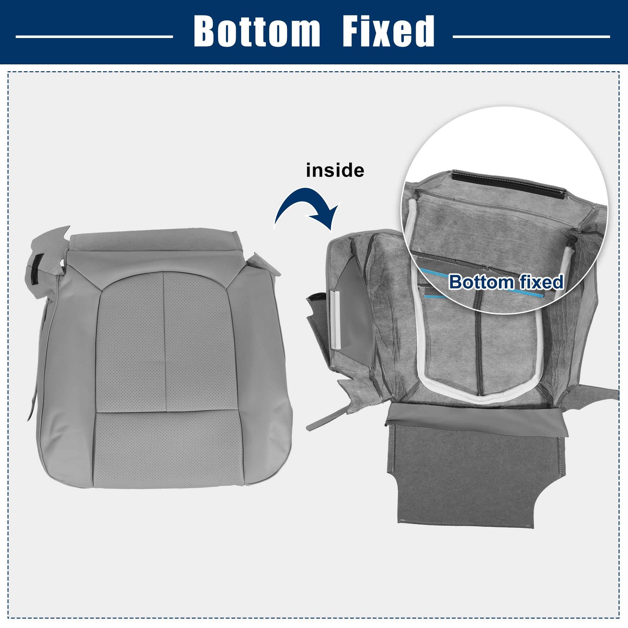 Unique Bargains Gray Faux Leather Car Front Seat Bottom Cover Seat Cover Protector for Ford F-150 2011-2014