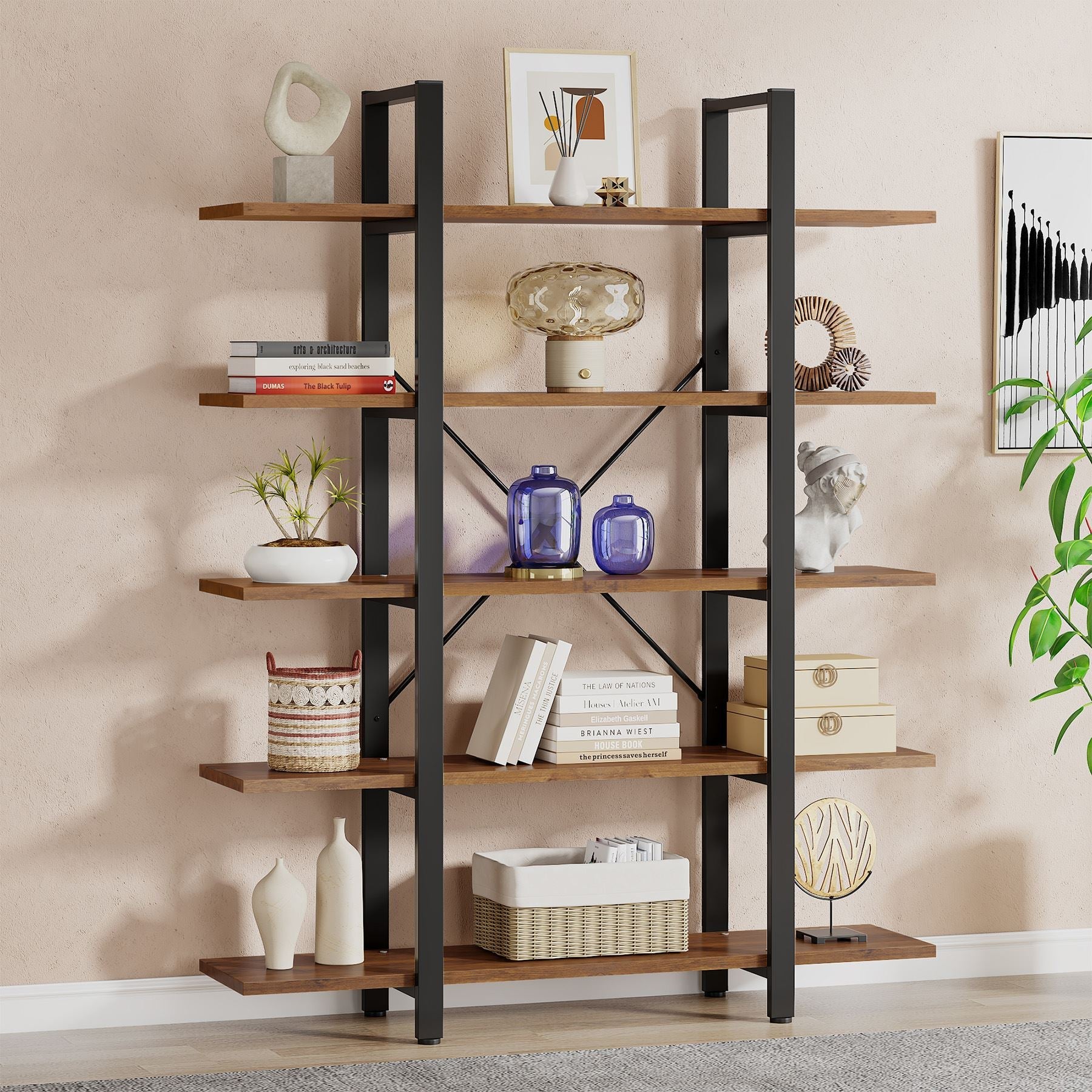 5-Tier Bookshelf, Open Etagere Bookcase Storage Display Rack