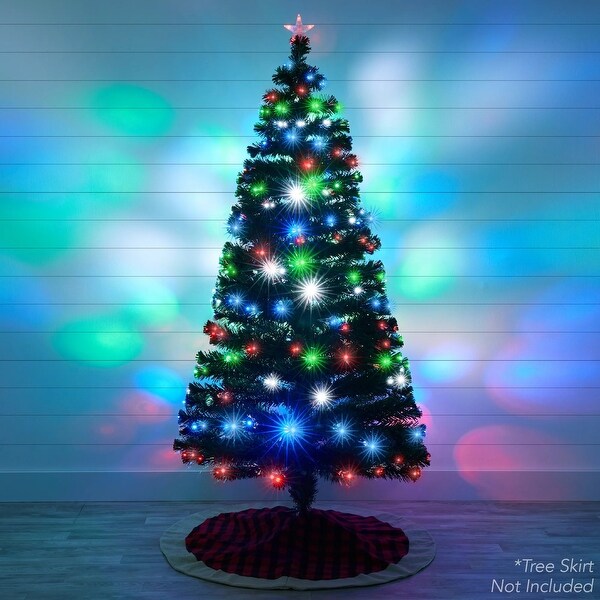 PreLit Fiber Optic Pine Christmas Tree w/ Multicolor and LED Lights