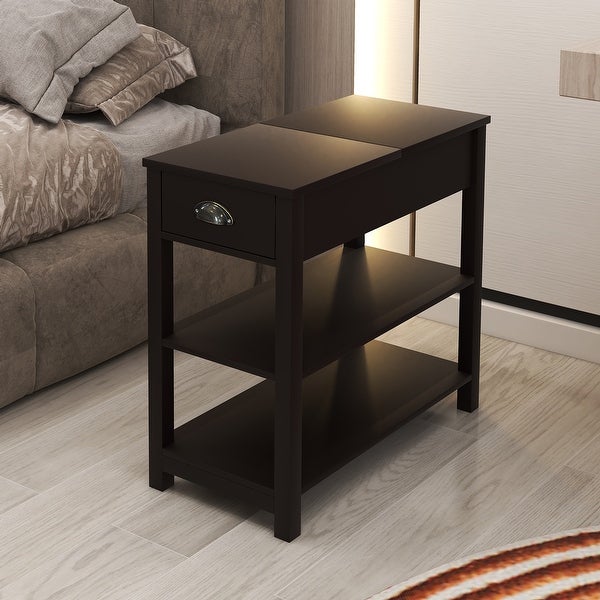 Narrow Side Table with Drawers in Flip Over Design