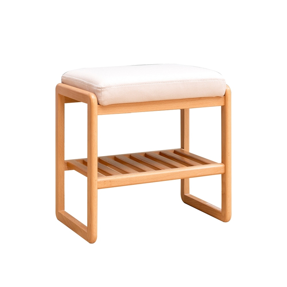 Natural Solid Wood Shoe Bench