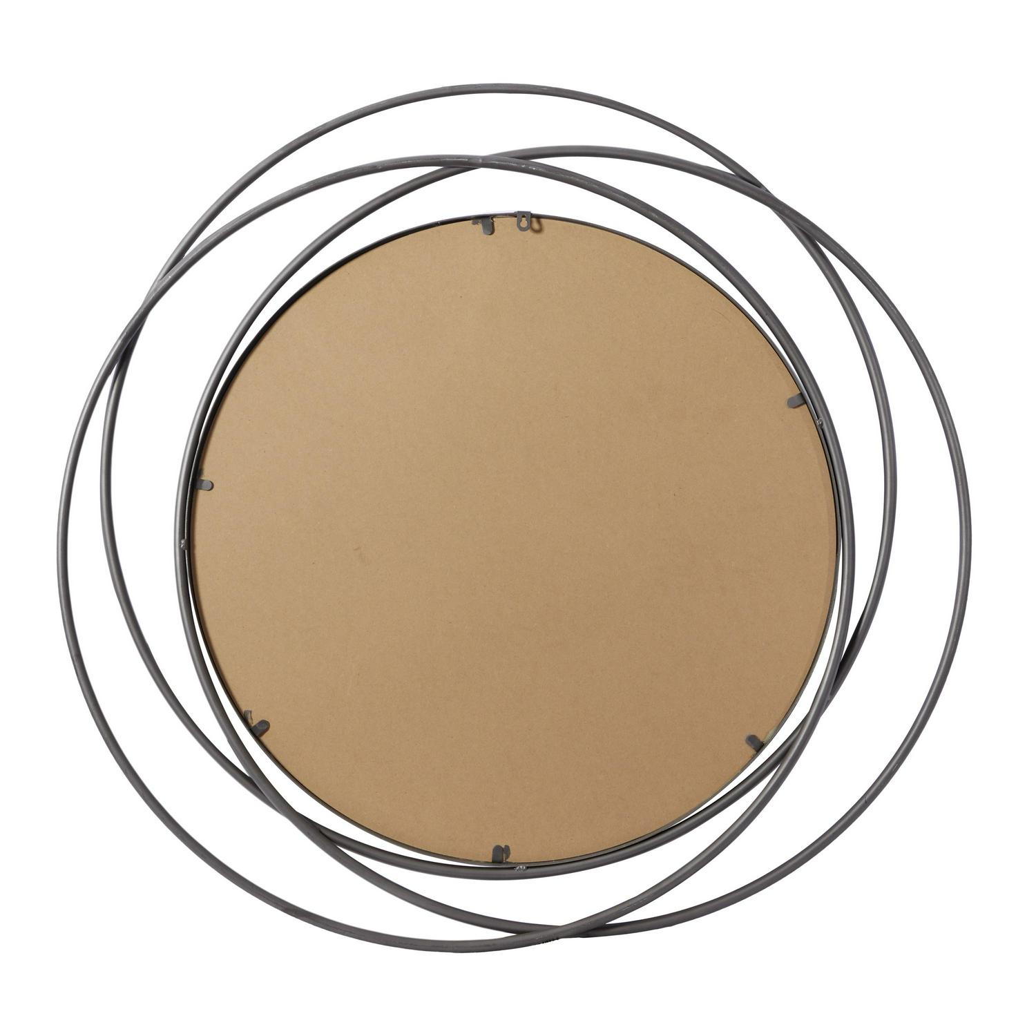 DecMode Gray Modern Metal Wall Mirror with Overlapping Rings Frame， 42 W x 40 H