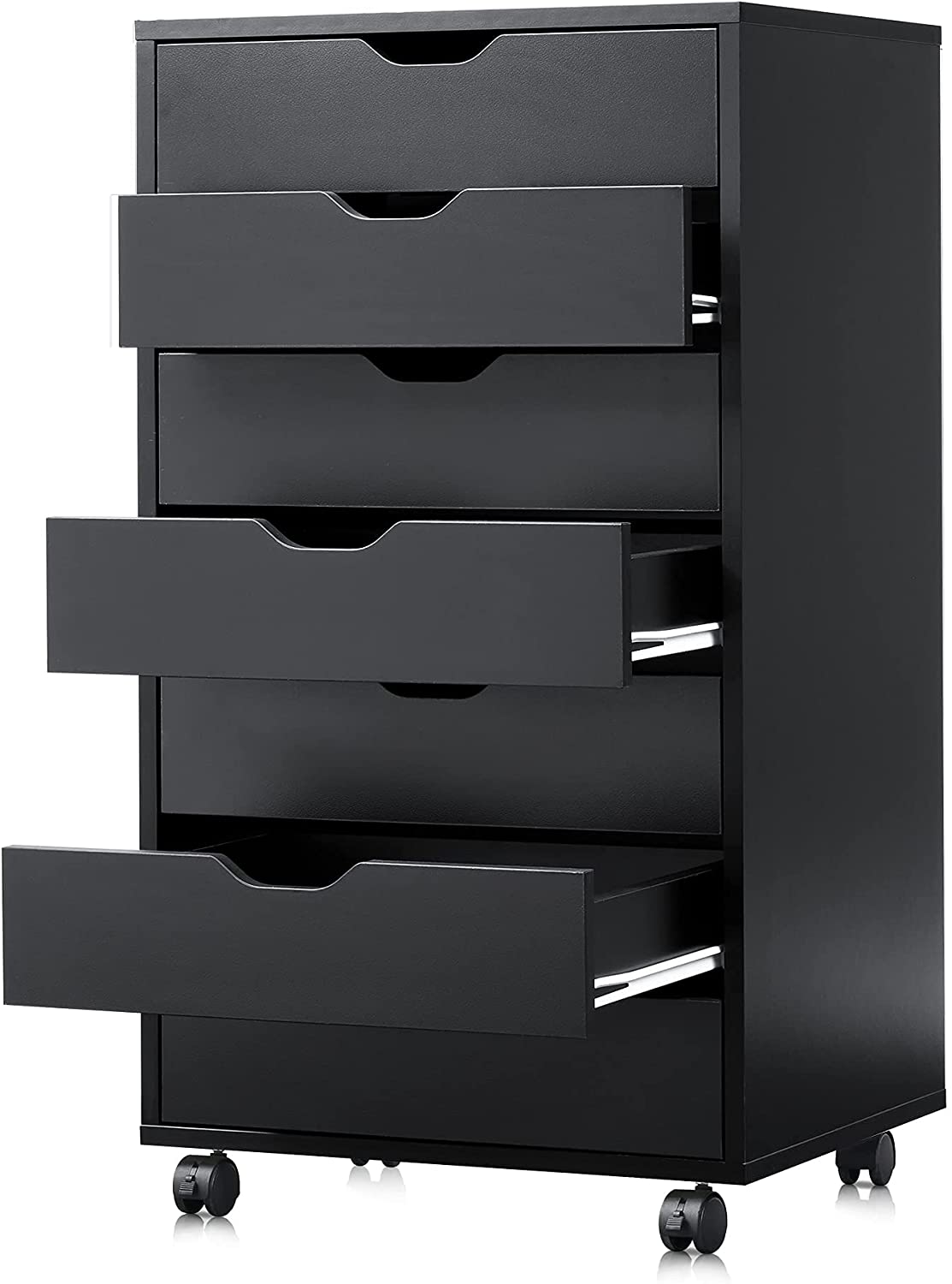 DEVAISE 7-Drawer Chest, Wood Dresser, Storage Cabinet for Bedroom, Living Room, Black